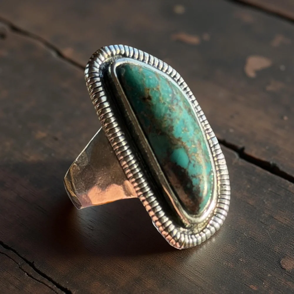 Vintage Silpada 925 Sterling Silver Auth Turquoise Ring |Size 7 | R3482 “Ripple” - Picture 1 of 16